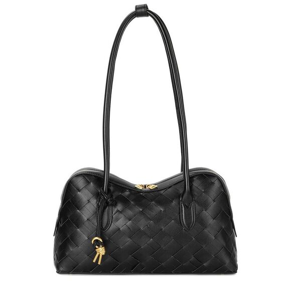 Tiffany & Fred Paris Woven Leather Shoulder Bag Black